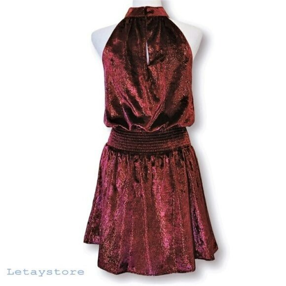 NWT Gorgeous RAMY BROOK Shimmer Velvet Ellin Party Cocktail Mini Dress - Picture 4 of 5
